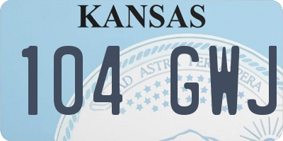 KS license plate 104GWJ