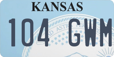 KS license plate 104GWM