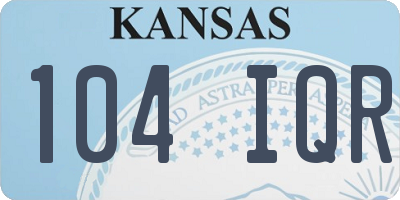 KS license plate 104IQR