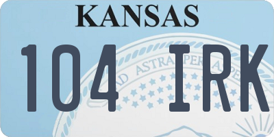 KS license plate 104IRK