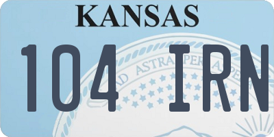 KS license plate 104IRN
