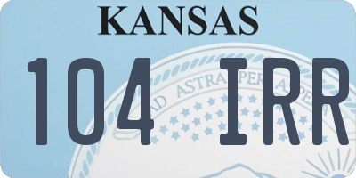 KS license plate 104IRR