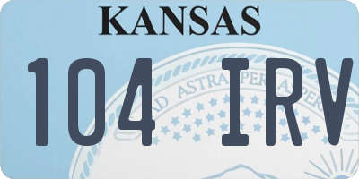 KS license plate 104IRV
