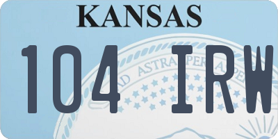 KS license plate 104IRW