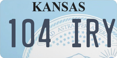 KS license plate 104IRY