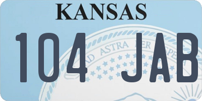 KS license plate 104JAB