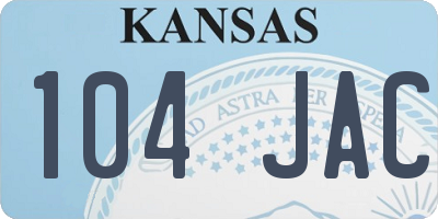 KS license plate 104JAC