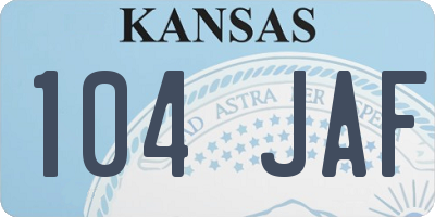 KS license plate 104JAF
