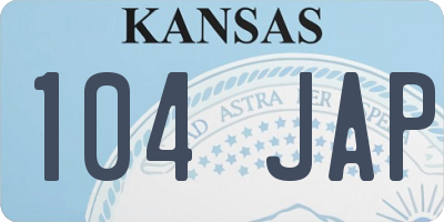 KS license plate 104JAP