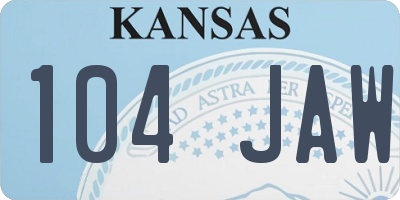 KS license plate 104JAW