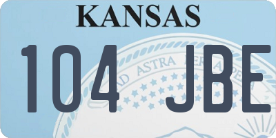 KS license plate 104JBE