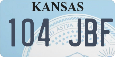 KS license plate 104JBF