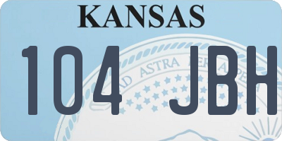 KS license plate 104JBH