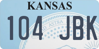 KS license plate 104JBK