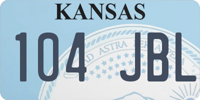 KS license plate 104JBL