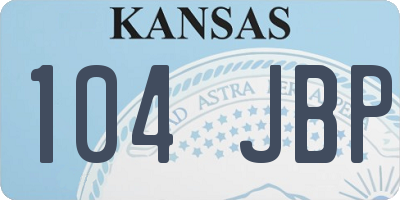 KS license plate 104JBP