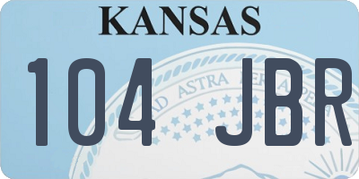 KS license plate 104JBR