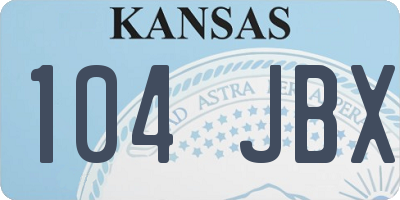 KS license plate 104JBX