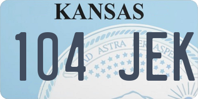 KS license plate 104JEK