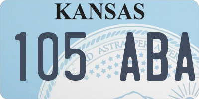 KS license plate 105ABA