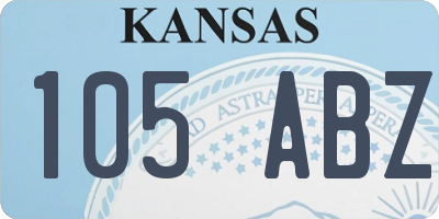 KS license plate 105ABZ