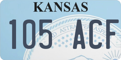 KS license plate 105ACF