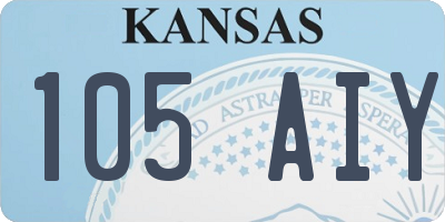 KS license plate 105AIY