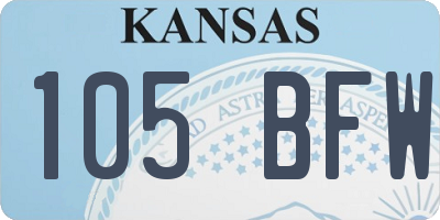 KS license plate 105BFW