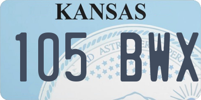 KS license plate 105BWX