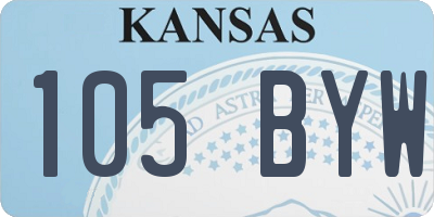 KS license plate 105BYW