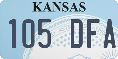 KS license plate 105DFA