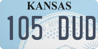 KS license plate 105DUD