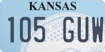 KS license plate 105GUW
