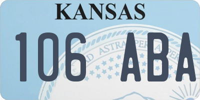 KS license plate 106ABA