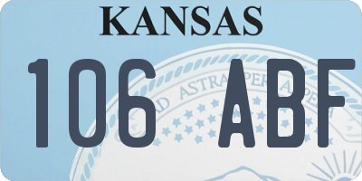 KS license plate 106ABF
