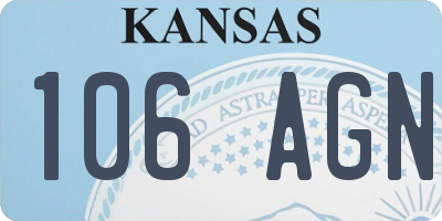KS license plate 106AGN