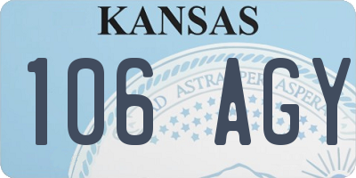 KS license plate 106AGY
