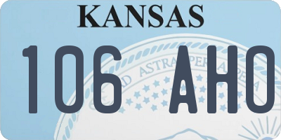 KS license plate 106AHO
