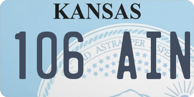 KS license plate 106AIN