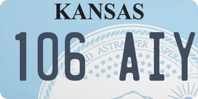 KS license plate 106AIY