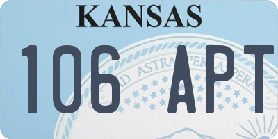 KS license plate 106APT