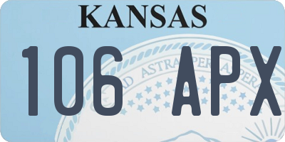 KS license plate 106APX