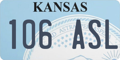 KS license plate 106ASL