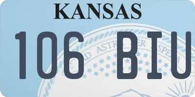 KS license plate 106BIU
