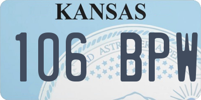 KS license plate 106BPW