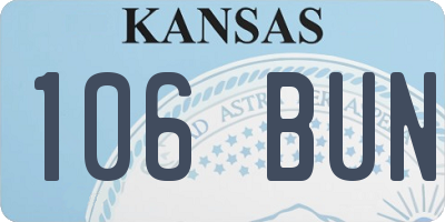KS license plate 106BUN