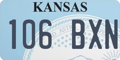 KS license plate 106BXN