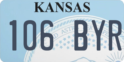 KS license plate 106BYR