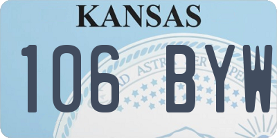 KS license plate 106BYW