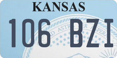 KS license plate 106BZI